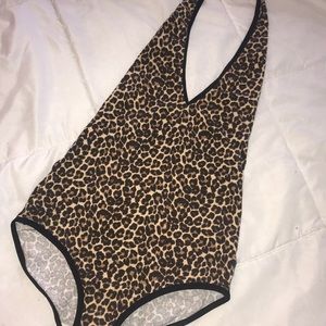 Cheetah print open back bodysuit